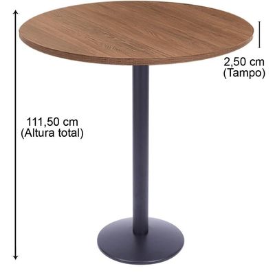 Mesa Bistrô Zeta 111,50 Cm (altura) Com Tampo Em Mdp Redonda 70 Cm Imbuia