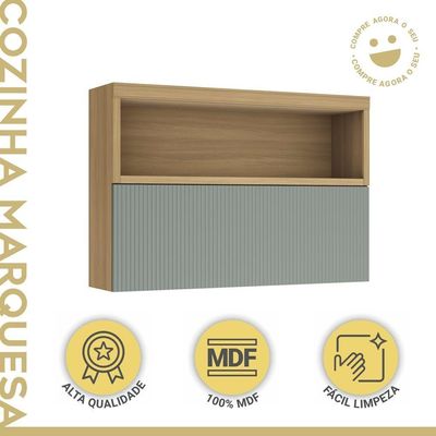 Armário Aéreo 1 Porta Basculante Marquesa 120cm 100% Mdf Nature-verde