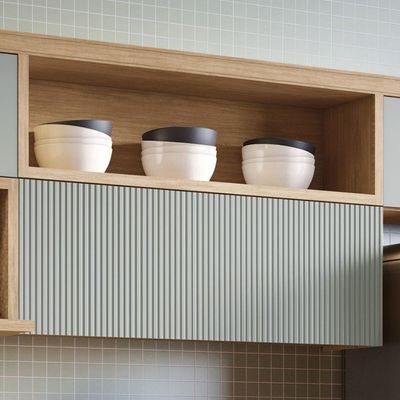 Armário Aéreo 1 Porta Basculante Marquesa 120cm 100% Mdf Nature-verde