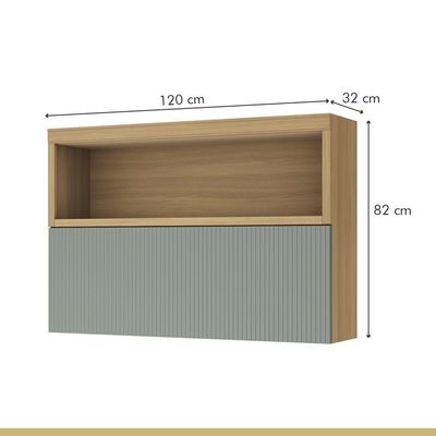 Armário Aéreo 1 Porta Basculante Marquesa 120cm 100% Mdf Nature-verde