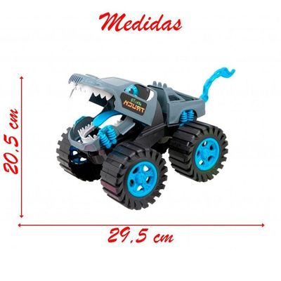 Kit Brinquedos Monster Truck Wolf Carrinho Miniatura Fricção 29,5cm