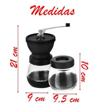 Moedor Triturador De Café Manual De Vidro Com 2 Potes De Armazenamento