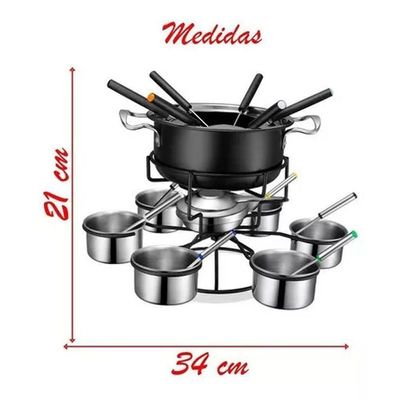 Conjunto Para Fondue 22 Peças Potes Inox