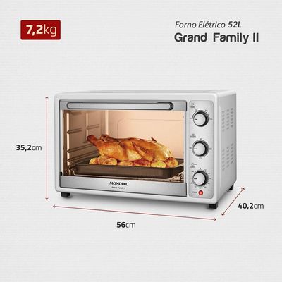 Forno Elétrico 52L Grand Family II Mondial Branco/Inox FR-52-W 127V/60Hz