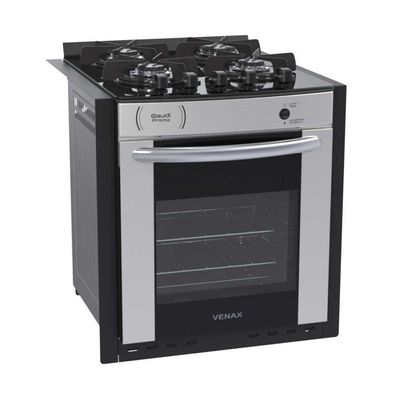 Fogão A Gás De Embutir 4 Bocas Gaudi Prisma Vitreo Bl Inox Bivolt - Venax