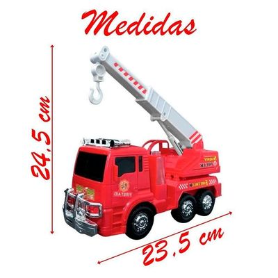 Brinquedo Caminhão Bombeiros Resgate Vermelho Com Luz E Sirene