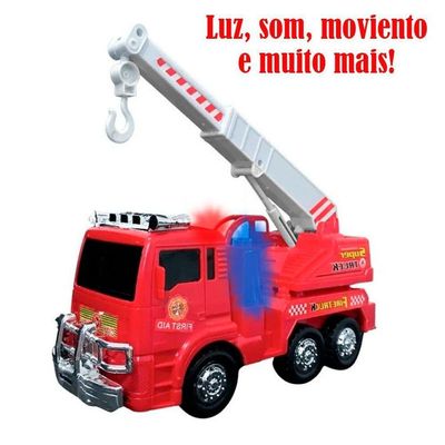 Brinquedo Caminhão Bombeiros Resgate Vermelho Com Luz E Sirene