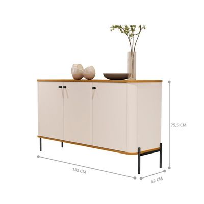Aparador Baton Rouge Off White Nature Preto