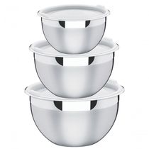 Jogo De Potes Cucina Em Aço Inox Com Tampa Plástica 3 Peças