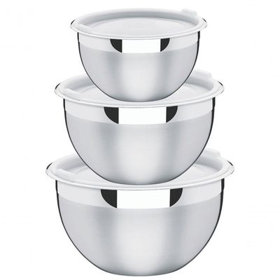 Jogo De Potes Cucina Em Aço Inox Com Tampa Plástica 3 Peças