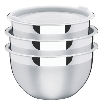 Jogo De Potes Cucina Em Aço Inox Com Tampa Plástica 3 Peças