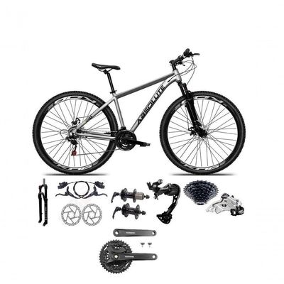 Bicicleta Aro 29 Absolute Nero 5 Câmbio Traseiro Shimano Alívio E Altus 27v Freio Hidráulico Garfo Trava Cinza Tam 21
