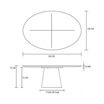 Mesa Jantar Cone Oval 180x100Cm Tampo Madeira Freijó Marrom