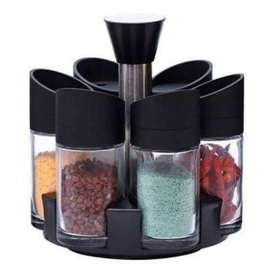 Porta Condimentos Temperos 6 Peças Cozinha Suporte Giratorio Para Casa Restaurantes