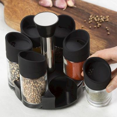 Porta Condimentos Temperos 6 Peças Cozinha Suporte Giratorio Para Casa Restaurantes