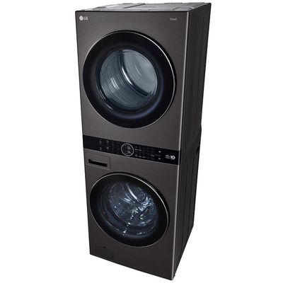 Lavadora e Secadora Elétrica Smart LG WashTower WK17BS6A 17 Kg Aço Escovado Preto com Inteligência Artificial AIDD Preto / 220V