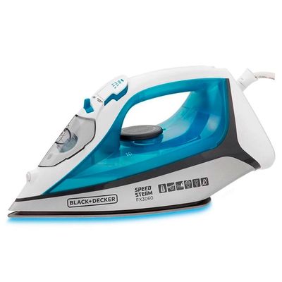 Ferro de Passar a Vapor Base Antiaderente com Spray FX3060 Ceramic Gliss 1200W Black+Decker Azul e Branco / 110V
