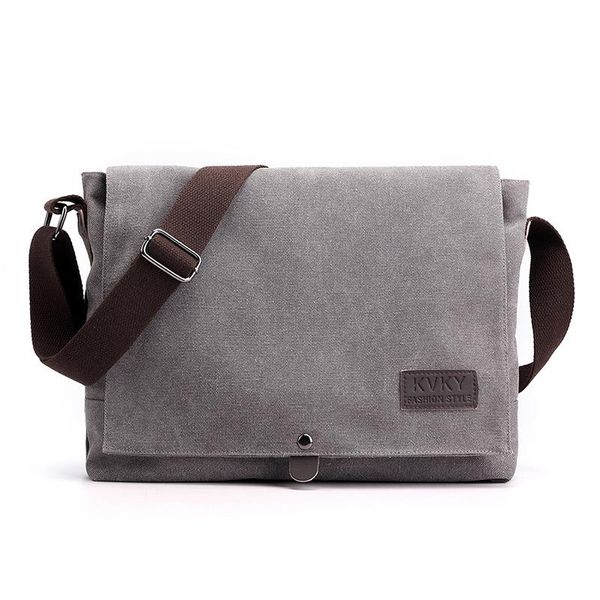 Bolsa de Lona Masculina Crossbody Vintage Tipo Carteiro cinza