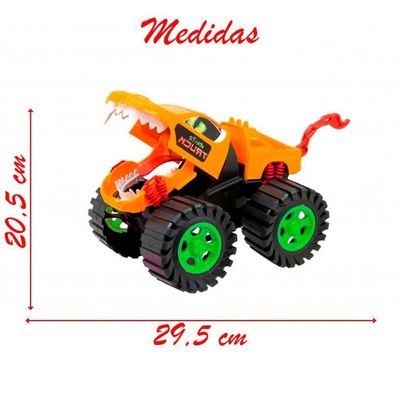 Kit Brinquedo Monster Truck Wolf Carrinho Miniatura Fricção 29,5cm
