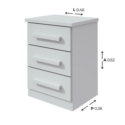 Mesa De Cabeceira 3 Gavetas Baião Lopas Branco Branco