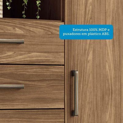Cômoda Multiuso 1 Porta 6 Gavetas Com Pés Marabá Santos Andirá Jatoba