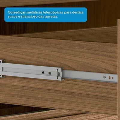 Cômoda Multiuso 1 Porta 6 Gavetas Com Pés Marabá Santos Andirá Jatoba