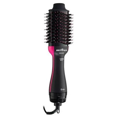 Escova Secadora Britania Cerâmica Bec02 Preto Com Rosa Bivolt