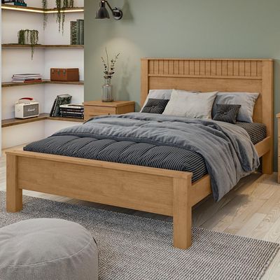 Cama De Casal Madeira Em Mdp E Mdf Amêndoa Athenas Lopas