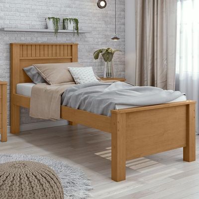 Cama De Solteiro Madeira Em Mdp E Mdf Amêndoa Athenas Lopas