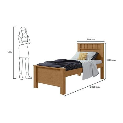 Cama De Solteiro Madeira Em Mdp E Mdf Amêndoa Athenas Lopas