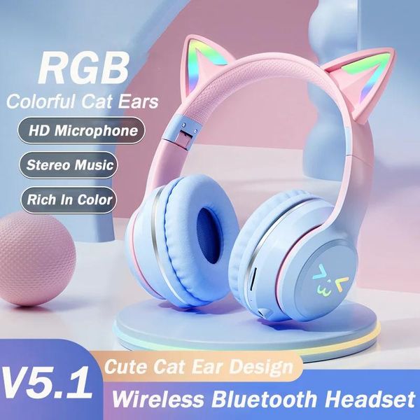 Fones de Ouvido Sem Fio RGB para Jogos Bluetooth 5.1 para Crianças azul