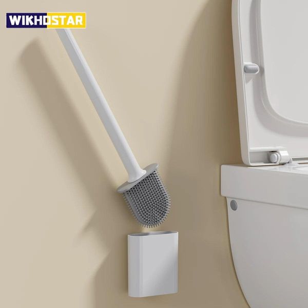 Escova de Vaso Sanitário com Cabeça de Silicone para Limpeza branco