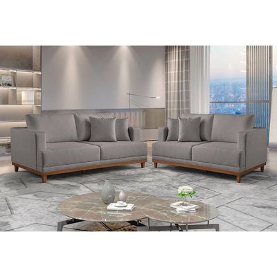 Conjunto Sofás 2 E 3 Lugares Fixo Linho M-175 Martins Cinza