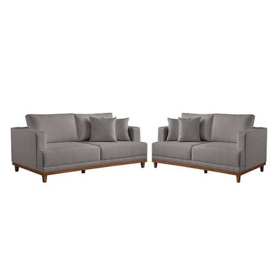 Conjunto Sofás 2 E 3 Lugares Fixo Linho M-175 Martins Cinza