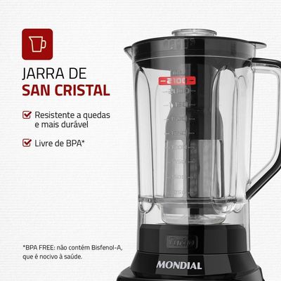 Liquidificador Mondial Turbo Black L-1200 Bi 127v-preto/inox