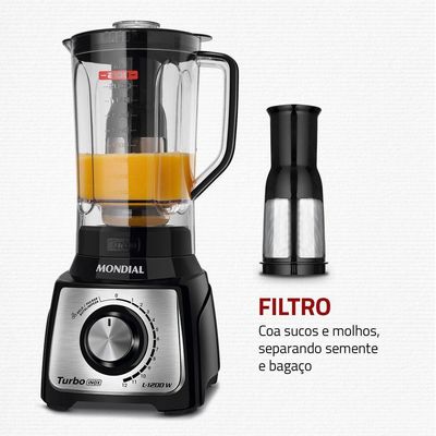 Liquidificador Mondial Turbo Black L-1200 Bi 127v-preto/inox