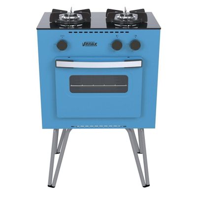 Fogão Portátil 2 Bocas Venax Mini Cook a Gás Azul