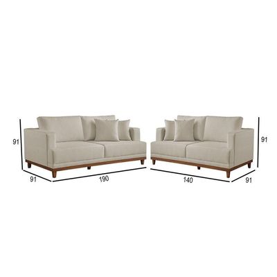Conjunto Sofás 2 E 3 Lugares Fixo Linho M-175 Martins Creme