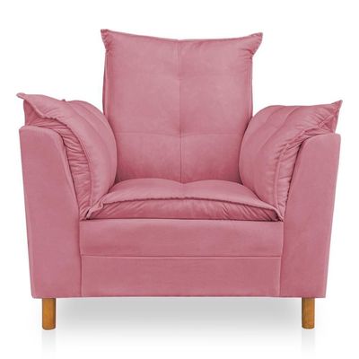 Kit Poltrona Amamentação Sara + Puff Suede Rosa Dal Poz Estofados