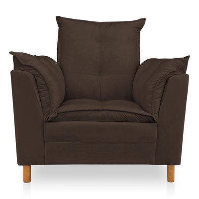 Kit Poltrona Amamentação Sara + Puff Suede Marrom Dal Poz Estofados