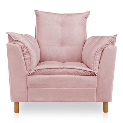 Kit Poltrona Amamentação Sara + Puff Veludo Rose Dal Poz Estofados