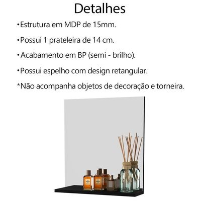 Conjunto Para Banheiro Gabinete Com Cuba E Espelheira Preto Bn3630x41x42 Tecno Mobili Preto