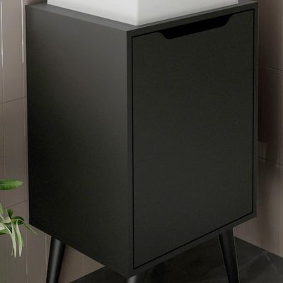 Conjunto Para Banheiro Gabinete Com Cuba E Espelheira Preto Bn3630x41x42 Tecno Mobili Preto