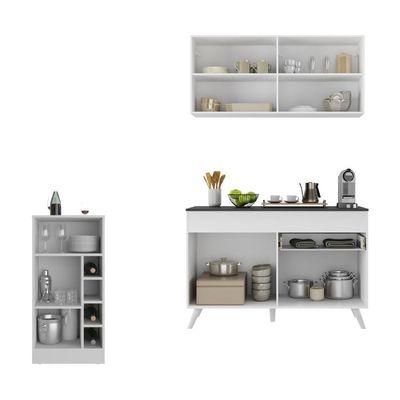 Cozinha Compacta Com Bancada Americana 1 Porta Veneza Multimóveis Mp2207 Branco Branco