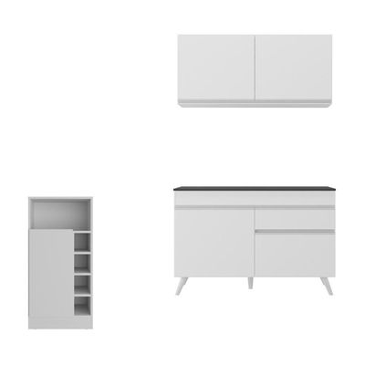 Cozinha Compacta Com Bancada Americana 1 Porta Veneza Multimóveis Mp2207 Branco Branco