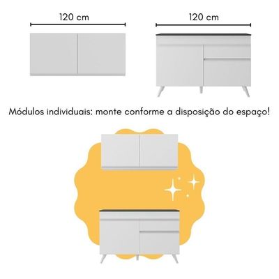 Cozinha Compacta Com Bancada Americana 1 Porta Veneza Multimóveis Mp2207 Branco Branco