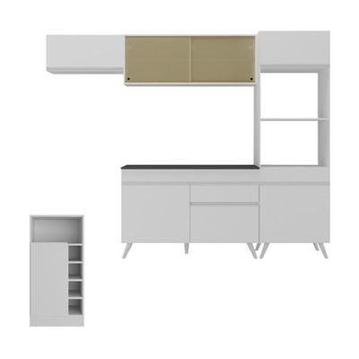 Cozinha Modulada Com Bancada Americana Veneza Multimóveis Mp2208 Branco Branco