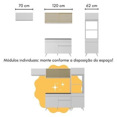 Cozinha Modulada Com Bancada Americana Veneza Multimóveis Mp2208 Branco Branco