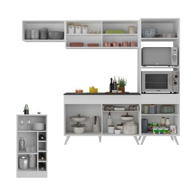 Cozinha Modulada Com Bancada Americana Veneza Multimóveis Mp2208 Branco Branco