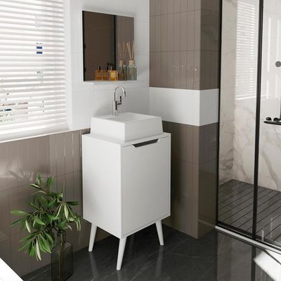 Conjunto Para Banheiro Gabinete Com Cuba E Espelheira Branco Bn3630x41x42 Tecno Mobili Branco